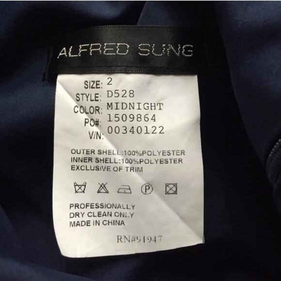 Alfred Sung dress Navy Blue One Shoulder Dress Size 2 - Picture 4 of 4